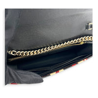 Interlocking G Wallet On Chain Red in Calfskin, Gold hardware