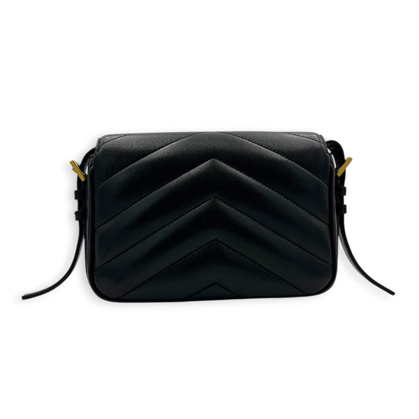 Loulou Toy Black Crossbody Bag in Lambskin, Gold hardware