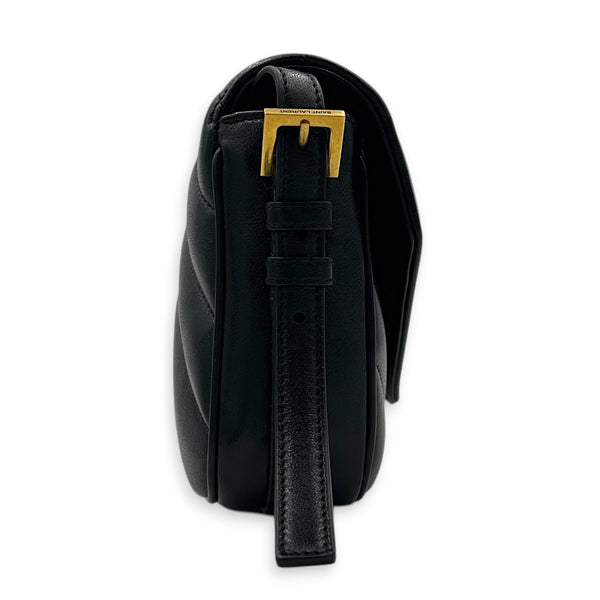 Loulou Toy Black Crossbody Bag in Lambskin, Gold hardware