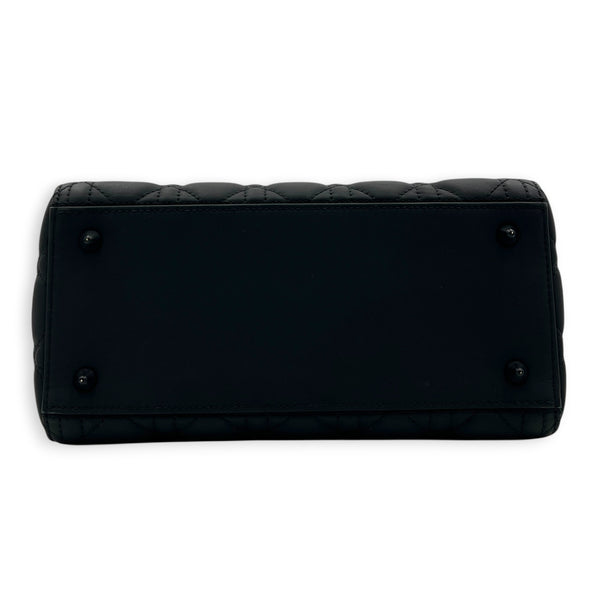Lady Dior Top Handle Bag Medium Black in Lambskin, Ultramatte hardware