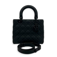 Lady Dior Top Handle Bag Medium Black in Lambskin, Ultramatte hardware