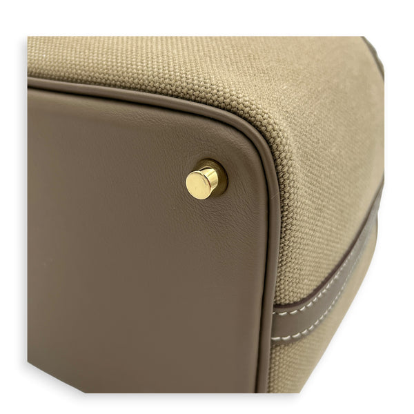 Picotin Cargo 18 Beige Marfa Top Handle Bag in Canvas, Gold hardware