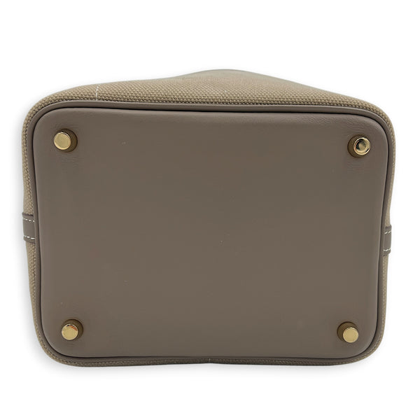 Picotin Cargo 18 Beige Marfa Top Handle Bag in Canvas, Gold hardware