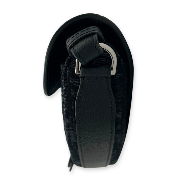 Saddle Crossbody Bag Black in Canvas, Silver hardware