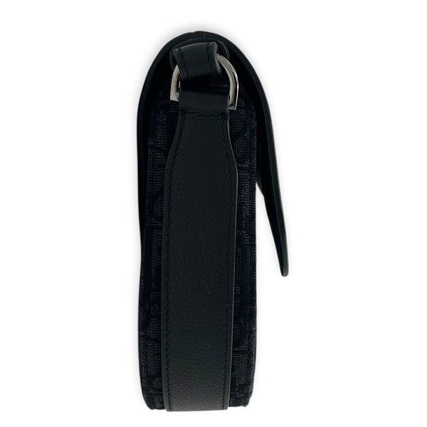Saddle Crossbody Bag Black in Canvas, Silver hardware