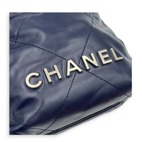 C22 Shoulder Bag Mini Blue in Calfskin, Silver hardware