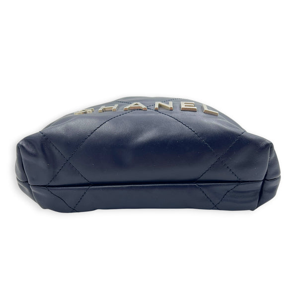 C22 Shoulder Bag Mini Blue in Calfskin, Silver hardware