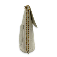 Chain Flap CC Shoulder Bag White in Calfskin, Gold hardware