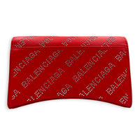 Hourglass Wallet On Chain Red in Calfskin, Silver hardware