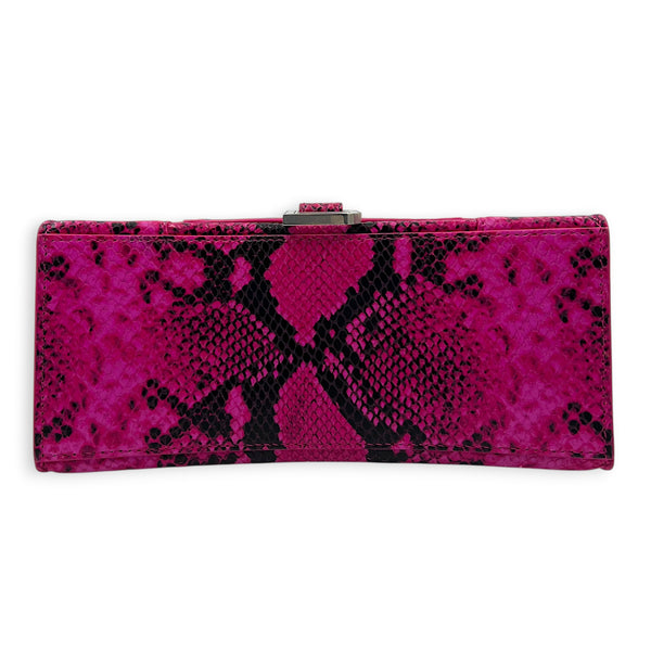 Hourglass Small Pink Top Handle Bag in Python Leather, Silver hardware