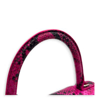 Hourglass Small Pink Top Handle Bag in Python Leather, Silver hardware