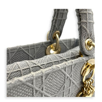 Lady D-Lite Top Handle Bag Grey in Canvas, Gold hardware