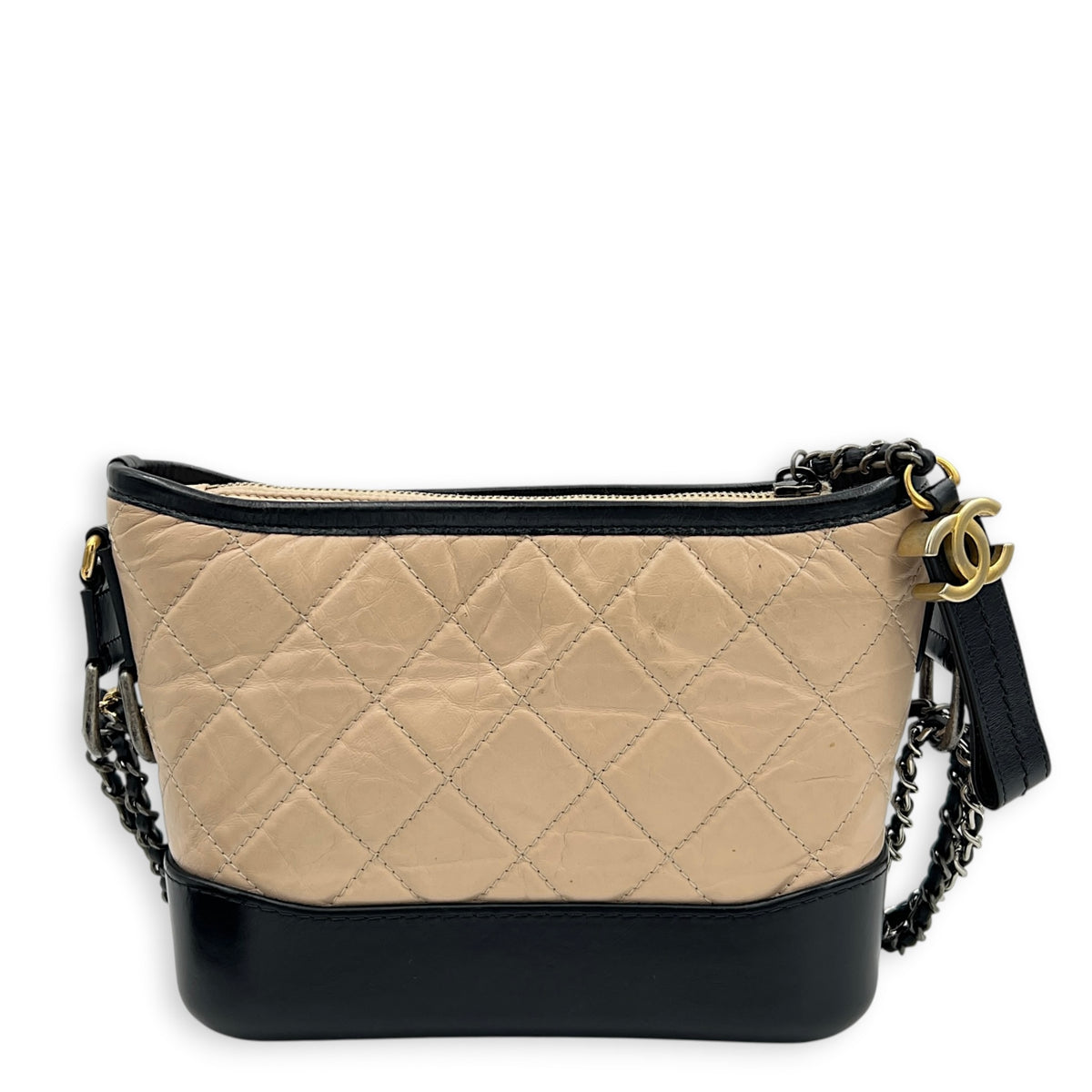 Gabrielle Shoulder Bag Beige in Calfskin, Mixed hardware