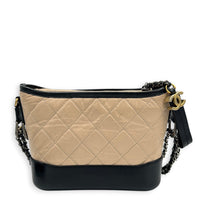 Gabrielle Shoulder Bag Beige in Calfskin, Mixed hardware