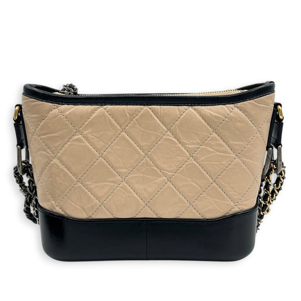 Gabrielle Shoulder Bag Beige in Calfskin, Mixed hardware