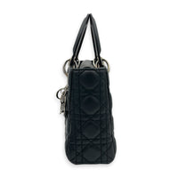 Lady Dior Top Handle Bag Black in Lambskin, Silver hardware