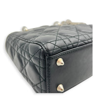Lady Dior Top Handle Bag Black in Lambskin, Silver hardware