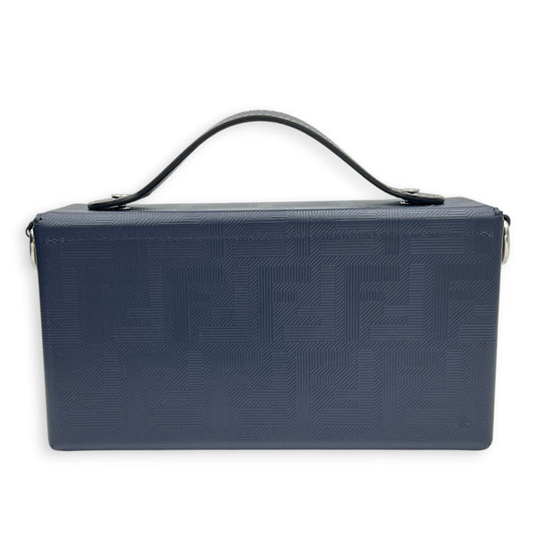 Baguette Box Shoulder Bag Blue in Coated Canvas, Silver hardware