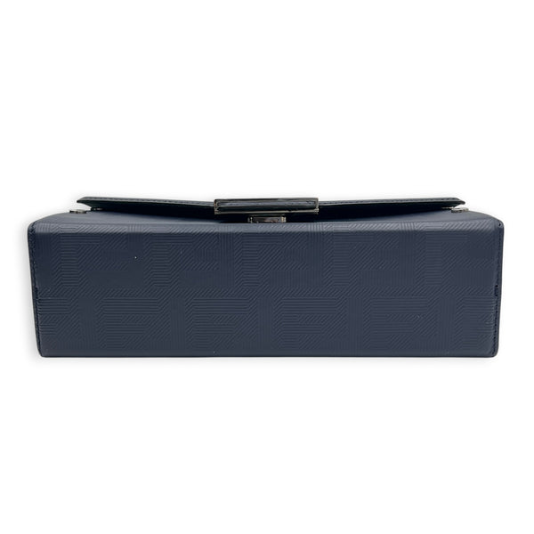 Baguette Box Shoulder Bag Blue in Coated Canvas, Silver hardware