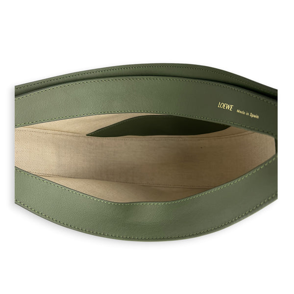 Luna Shoulder Bag Green in Canvas, Gold hardware