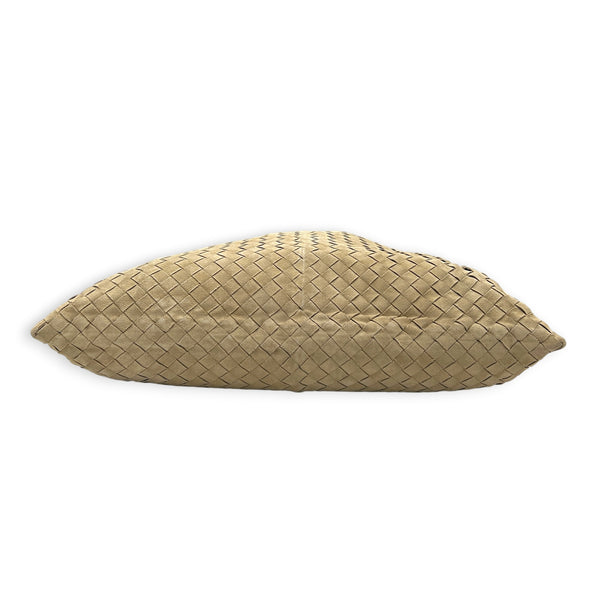 Hop Shoulder Bag Maxi Beige in Suede Leather