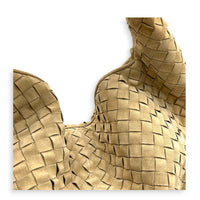 Hop Shoulder Bag Maxi Beige in Suede Leather