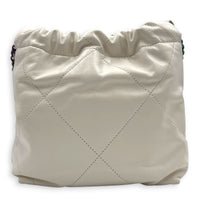 22 Tote Top Handle Bag Mini White in Lambskin, Iridescent hardware