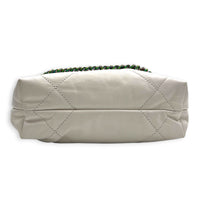 22 Tote Top Handle Bag Mini White in Lambskin, Iridescent hardware