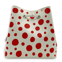 x Yayoi Kusama NeoNoe BB White Top Handle Bag in Epi Leather, Silver hardware