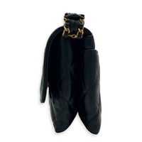 23K CC Flap Shoulder Bag Black in Calfskin, Gold hardware