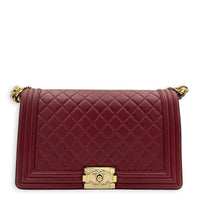 Boy Shoulder Bag Red in Lambskin, Gold hardware