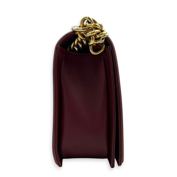 Boy Shoulder Bag Red in Lambskin, Gold hardware