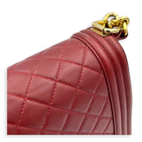 Boy Shoulder Bag Red in Lambskin, Gold hardware
