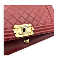 Boy Shoulder Bag Red in Lambskin, Gold hardware