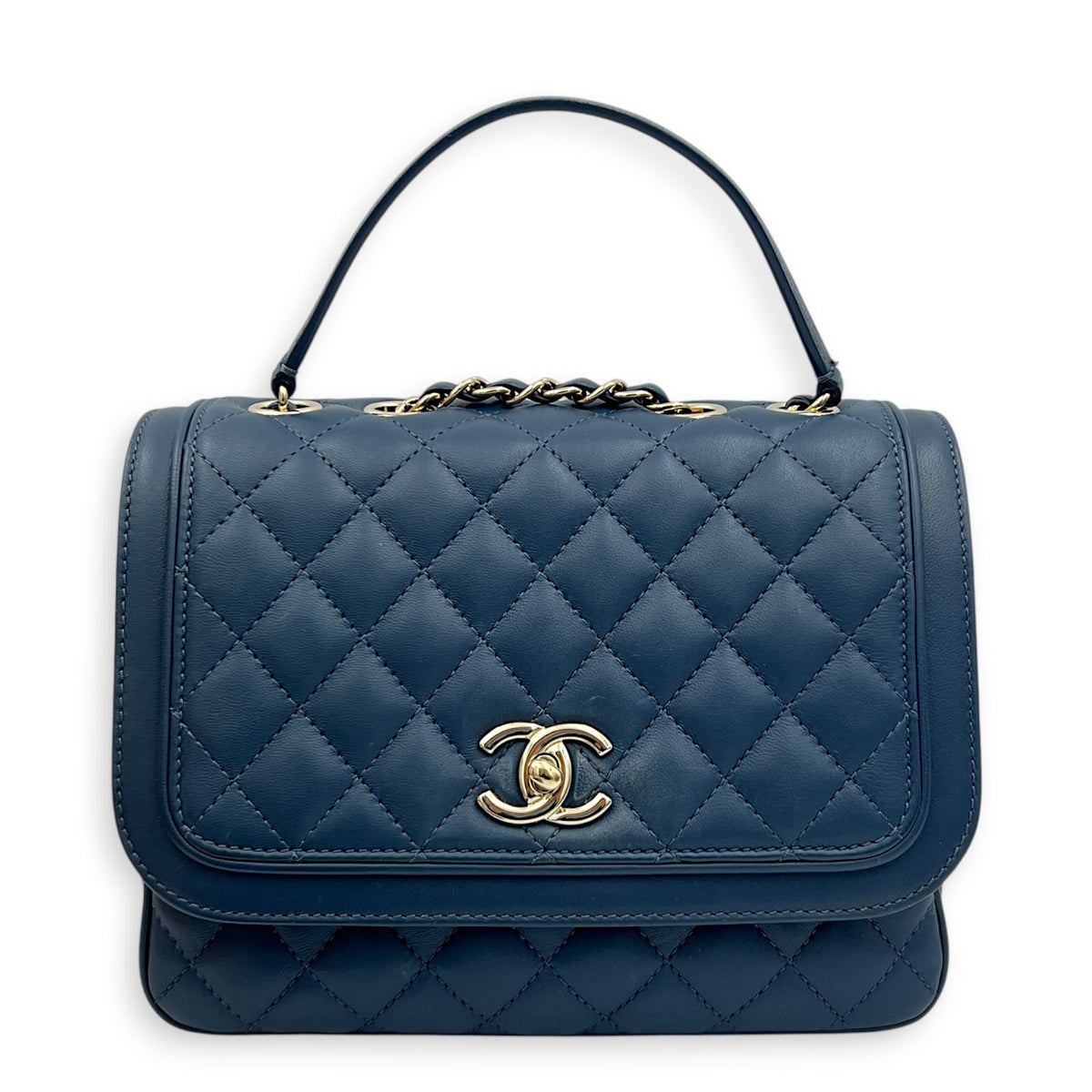Lovely Square Shoulder Bag Blue in Lambskin, Gold hardware