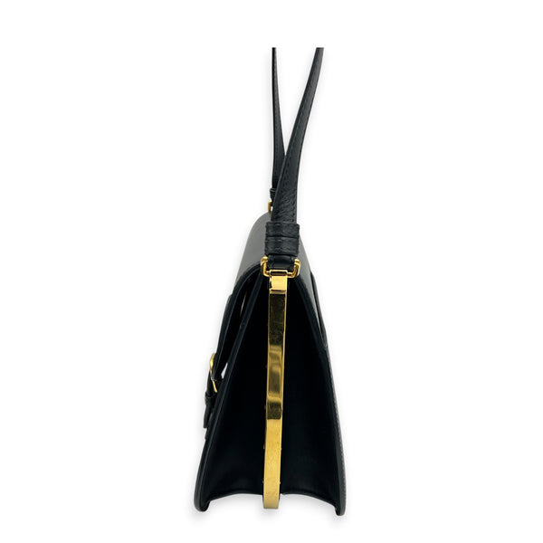 Bobby Frame Shoulder Bag Black in Calfskin, Gold hardware