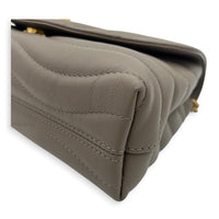 New Wave Shoulder Bag Beige in Calfskin, Gold hardware