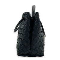 Andiamo Small Black Shoulder Bag in Lambskin, Ruthenium hardware