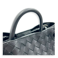 Andiamo Small Black Shoulder Bag in Lambskin, Ruthenium hardware
