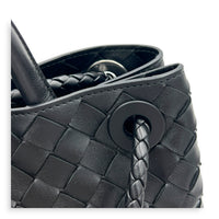 Andiamo Small Black Shoulder Bag in Lambskin, Ruthenium hardware