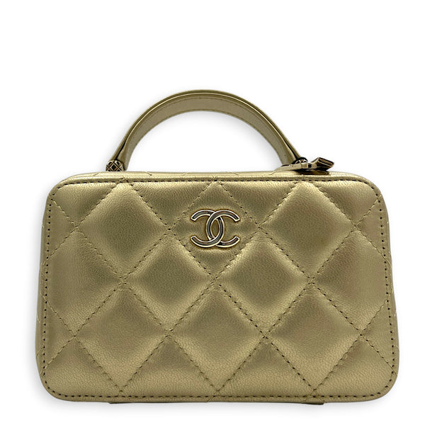 CC Vanity Top Handle Gold in Lambskin, Gold hardware