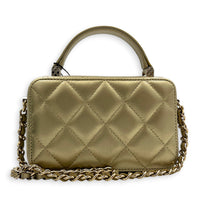 CC Vanity Top Handle Gold in Lambskin, Gold hardware