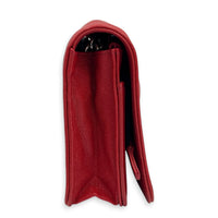 Boy Wallet On Chain Red in Caviar Leather, Silver hardware