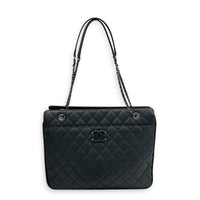 Frame In Chain Shopping Tote Bag Black in Calfskin, Silver hardware