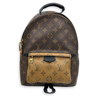 Palm Springs Backpack PM Brown in Monogram Coated Canvas, Gold hardware