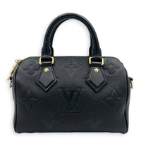 Speedy Bandouliere Top Handle Bag 20 Black in Empreinte Leather, Gold hardware