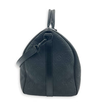 Keepall Bandouliere 50 Black Top Handle Bag in Taurillon Leather, Black hardware