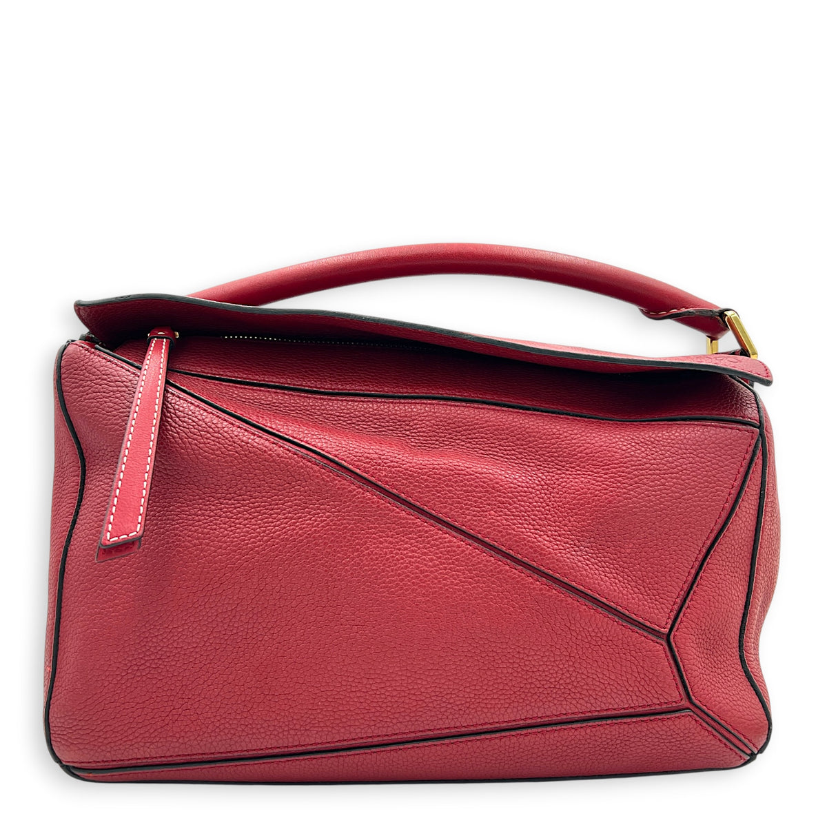 Puzzle Shoulder Bag Red in Calfskin, Gold hardware