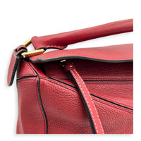 Puzzle Shoulder Bag Red in Calfskin, Gold hardware