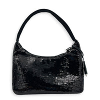 Re-Edition 2000 Shoulder Bag Black in Sequins, Silver hardware